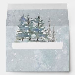 Blue Winter Holiday Snowy Landscape Envelope
