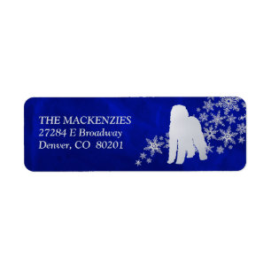 Blue Winter Labradoodle Dog Return Address