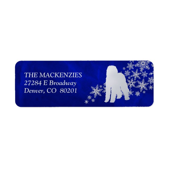 Blue Winter Labradoodle Dog Return Address (Front)