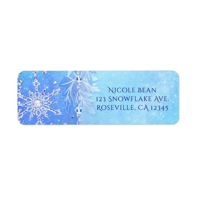 Blue Winter Leaves & Snowflakes Party Invitation (Front)