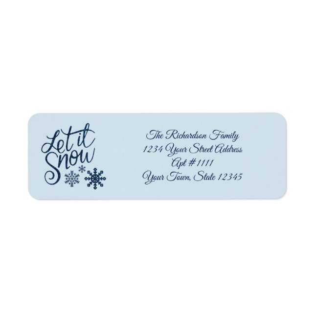 Blue Winter Let It Snow Return Address Labels (Front)