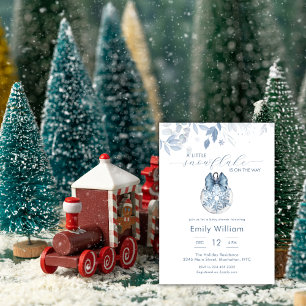 Blue Winter Little Snowflake Ornament Baby Shower Invitation