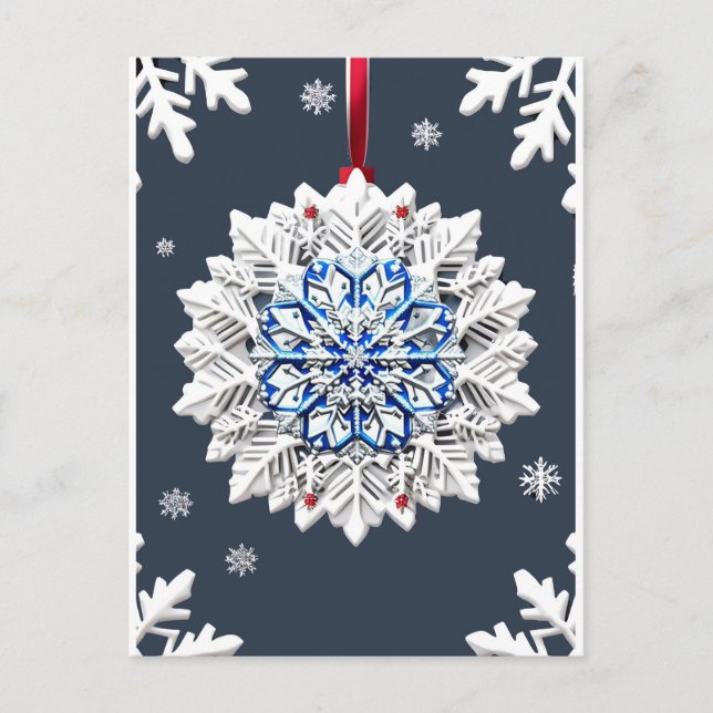 Blue Winter Magic ✨ Snowflake Elegance Holiday Postcard (Front)