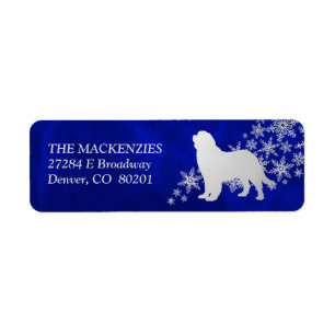 Blue Winter Newfoundland Dog Return Address