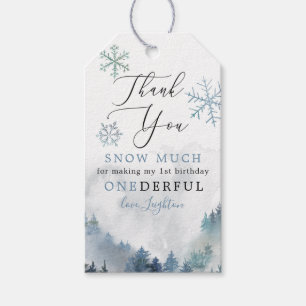 Blue Winter ONEderland Boy 1st Birthday Gift Tags