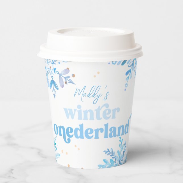 Blue Winter Onederland Hot Cocoa Cups (Left)