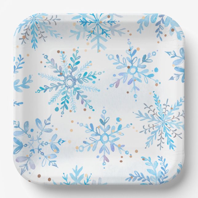 Blue Winter Onederland Party Plates (Front)