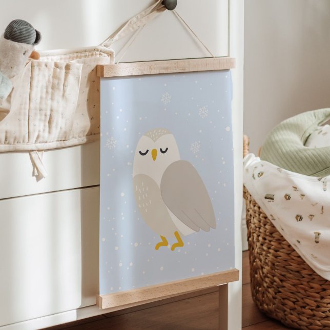 Blue Winter | Owl Arctic Animal Nursery Decor Hanging Tapestry (Blue Winter | Owl Arctic Animal Nursery Decor Hanging Tapestry)