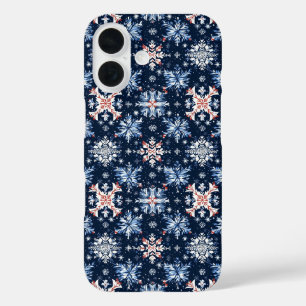 Blue Winter Pattern iPhone 16 Case