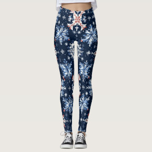 Blue Winter Pattern Leggings