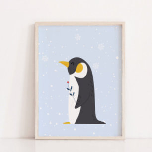 Blue Winter Penguin Arctic Animal Nursery Decor