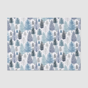 Blue Winter Pine Trees Tissue Paper