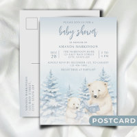 Blue Winter Polar Bear Watercolor Baby Shower