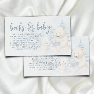 Blue Winter Polar Bear Watercolor Books for Baby Enclosure Card