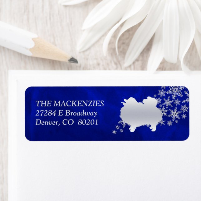 Blue Winter Pomeranian Return Address (Insitu)