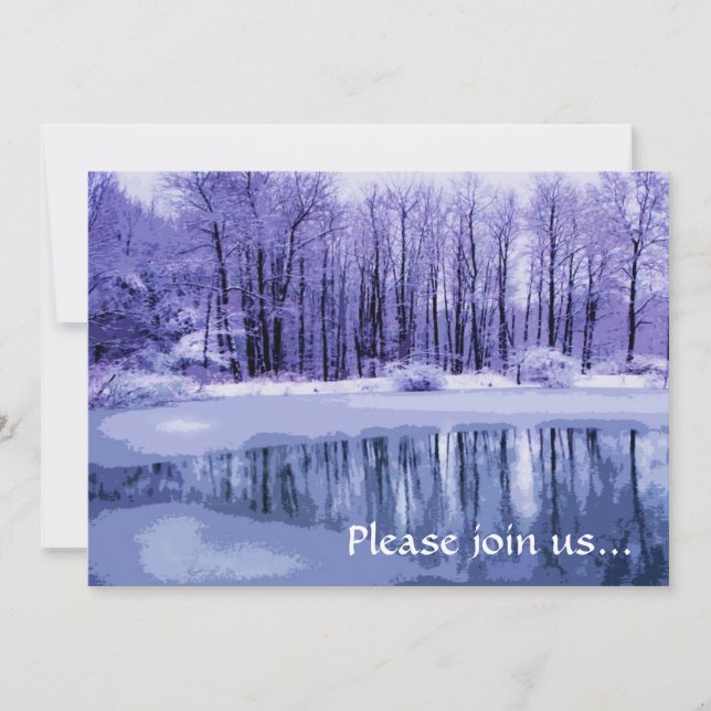 Blue Winter Pond Christmas Party Invitation (Front)
