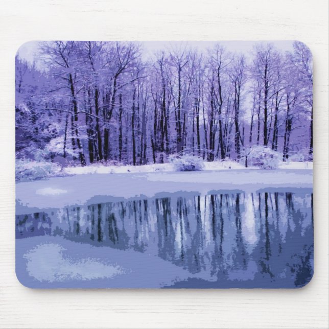 Blue Winter Pond Mouse Mat (Front)