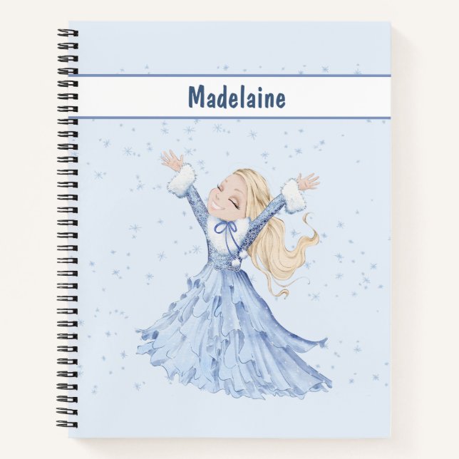 Blue Winter Princess Girls Personal Notebook (Front)