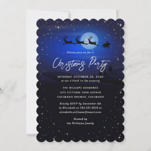 Blue Winter Scenery Christmas Party Invitation