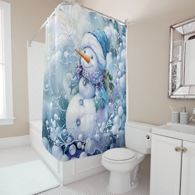 Blue Winter Shower Curtain (In Situ)