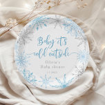 Blue winter silver snowflakes baby shower Balloon Paper Plate<br><div class="desc">Blue winter silver snowflakes baby shower Balloon Paper Plates
Matching items are available.</div>