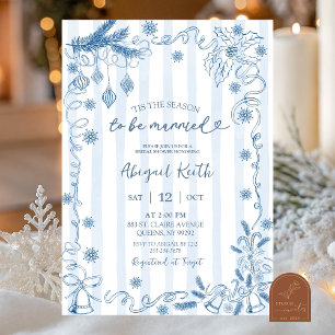 Blue Winter Snow in Love Bridal Shower Invitation