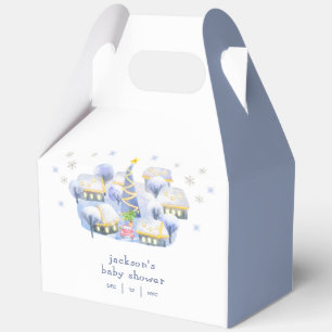 Blue Winter Snow It Take A Village Baby Shower  Favour Box