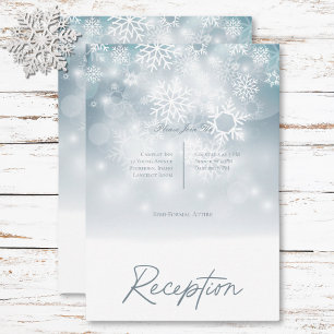 Blue Winter Snow Modern Reception Wedding Enclosure Card