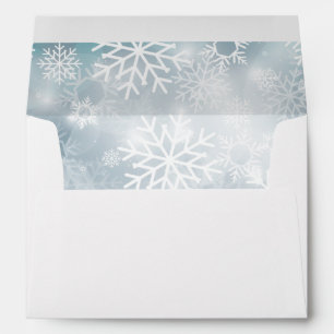 Blue Winter Snow Modern Wedding Invite Envelope