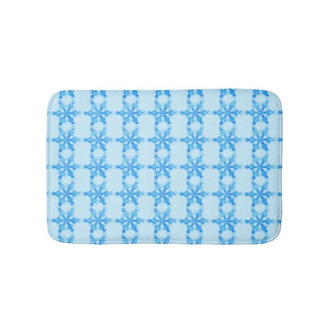 Blue Winter Snowflake Bath Mat (Front)