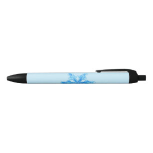 Blue Winter Snowflake Black Ink Pen