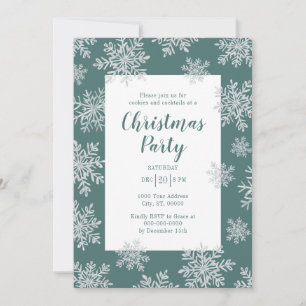 Blue Winter Snowflake Christmas Holiday Party Invitation
