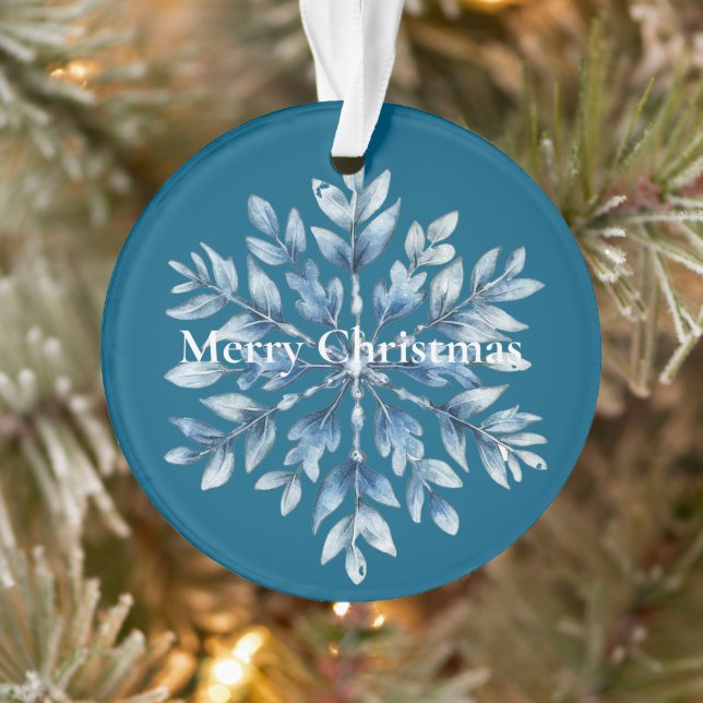Blue Winter Snowflake Christmas Ornament (Tree)