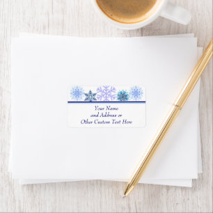 Blue Winter Snowflake Custom Holiday Address Label