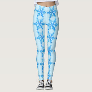 Blue Winter Snowflake Leggings