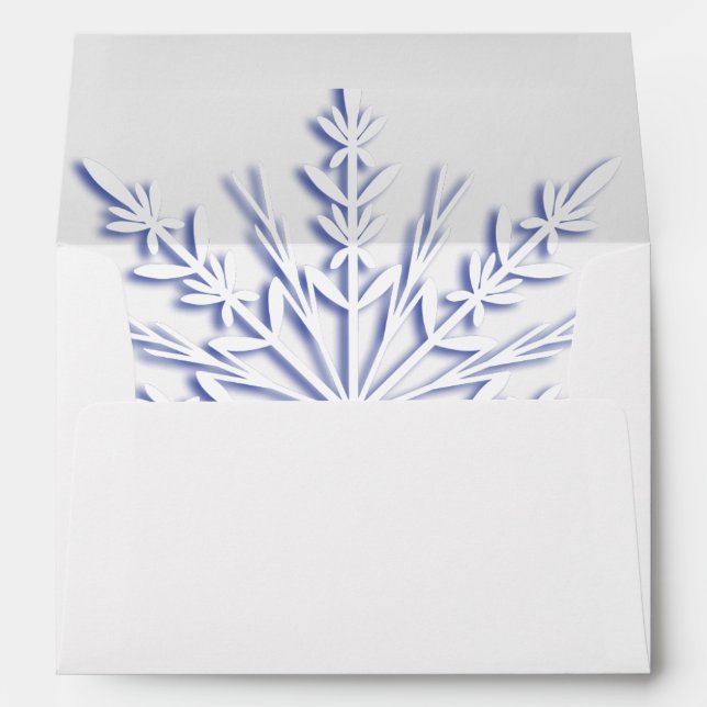 Blue Winter Snowflake on White Envelopes (Back (Bottom))