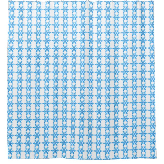 Blue Winter Snowflake Shower Curtain (Front)