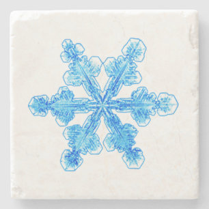 Blue Winter Snowflake Stone Coaster