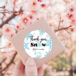 Blue Winter Snowflake Thank You Baby shower Classic Round Sticker