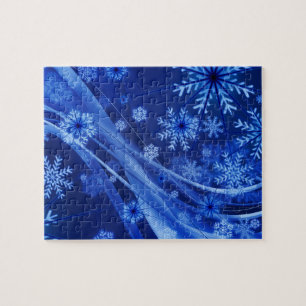 Blue Winter Snowflakes Christmas Jigsaw Puzzle
