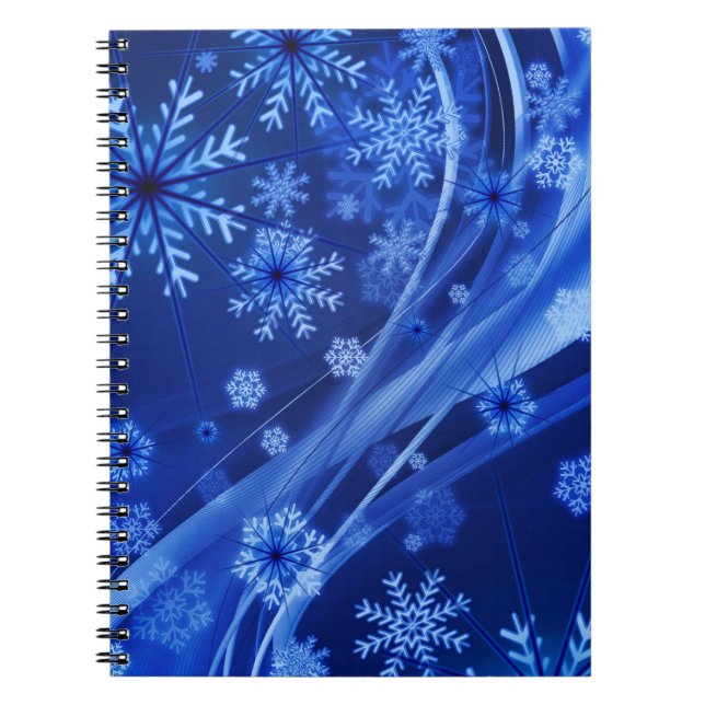 Blue Winter Snowflakes Christmas Notebook (Front)