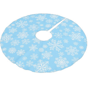 Blue Winter Snowflakes Christmas Pattern Brushed Polyester Tree Skirt