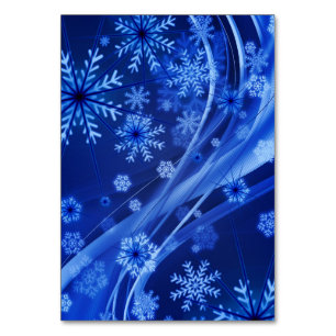 Blue Winter Snowflakes Christmas Table Number