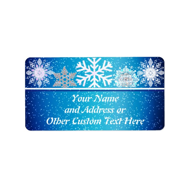 Blue Winter Snowflakes | Custom Holiday Return Label (Front)