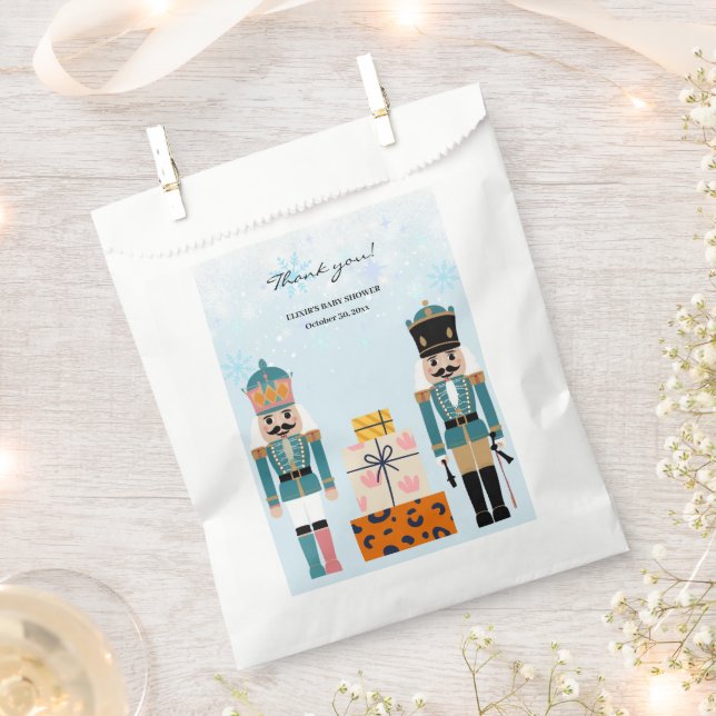 Blue Winter Snowflakes Nutcracker Baby Shower Favour Bags (Clipped)