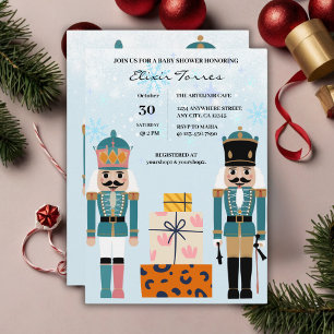 Blue Winter Snowflakes Nutcracker Baby Shower Invitation