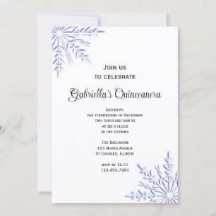 Blue Winter Snowflakes Quinceanera Invitation