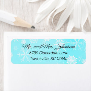 Blue Winter Snowflakes Return Address