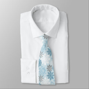 Blue Winter Snowflakes Tie
