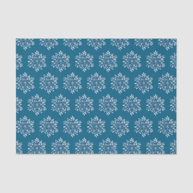Blue Winter Snowflakes Tissue Paper (Front)